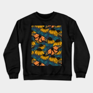Monarch butterfly on yellow coneflowers Crewneck Sweatshirt